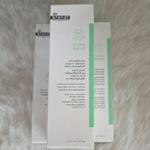 3 Pcs Dr. Brandt Clean Biotic 3.5 oz Yogurt Cleanser - White and Green